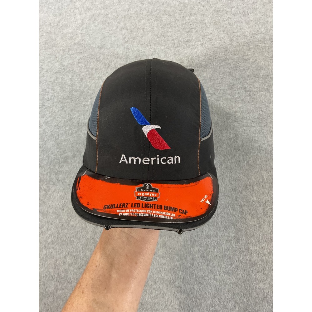 Ergodyne Skullerz 8950 LED Lighted Bump Cap American Airlines Black Safety Hat